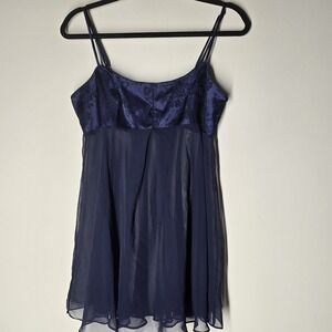 Vintage Y2K Victoria's Secret Blue Sheer Chiffon Chemise Womens M Empire Slip